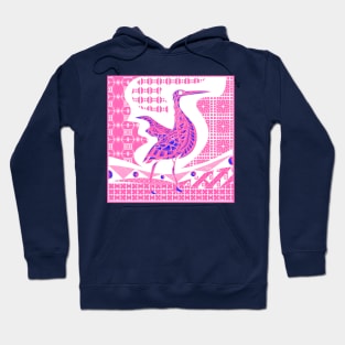 pink agami heron garza in ecopop talavera azulejo pattern in pop wallpaper Hoodie